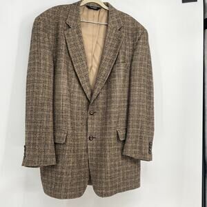 JOS A BANKS Men's Camel Hair Micro-check Sport Coat Blazer 46L English Country